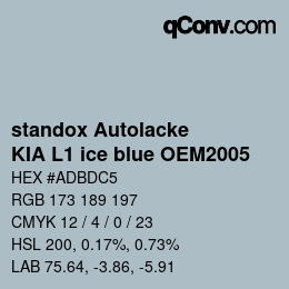 Color code: standox Autolacke - KIA L1 ice blue OEM2005 | qconv.com