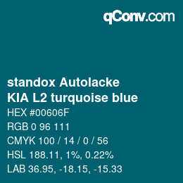 Código de color: standox Autolacke - KIA L2 turquoise blue | qconv.com