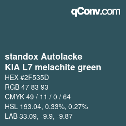 Farbcode: standox Autolacke - KIA L7 melachite green | qconv.com