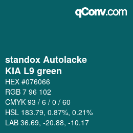 Color code: standox Autolacke - KIA L9 green | qconv.com