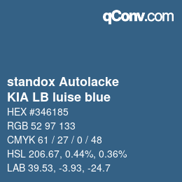 Color code: standox Autolacke - KIA LB luise blue | qconv.com