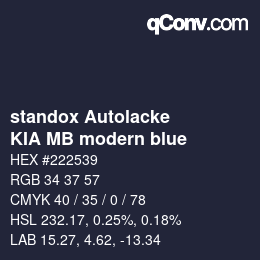 Code couleur: standox Autolacke - KIA MB modern blue | qconv.com