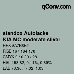 Color code: standox Autolacke - KIA MC moderate silver | qconv.com