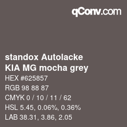 Color code: standox Autolacke - KIA MG mocha grey | qconv.com