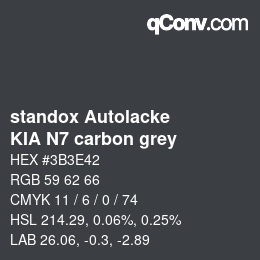 Código de color: standox Autolacke - KIA N7 carbon grey | qconv.com