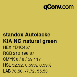 Farbcode: standox Autolacke - KIA NG natural green | qconv.com