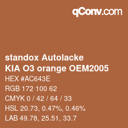 Color code: standox Autolacke - KIA O3 orange OEM2005 | qconv.com