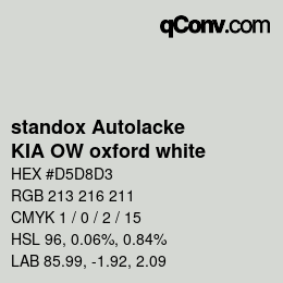 カラーコード: standox Autolacke - KIA OW oxford white | qconv.com