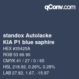 Farbcode: standox Autolacke - KIA P1 blue saphire | qconv.com