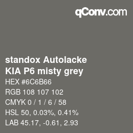 Color code: standox Autolacke - KIA P6 misty grey | qconv.com