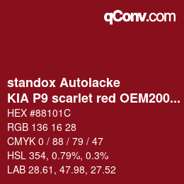 Color code: standox Autolacke - KIA P9 scarlet red OEM2005 | qconv.com