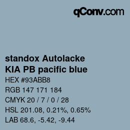 Código de color: standox Autolacke - KIA PB pacific blue | qconv.com