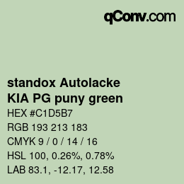 Código de color: standox Autolacke - KIA PG puny green | qconv.com