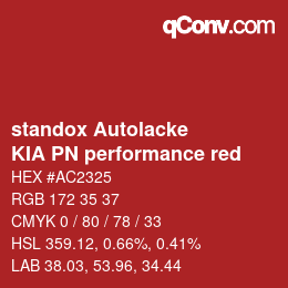 カラーコード: standox Autolacke - KIA PN performance red | qconv.com