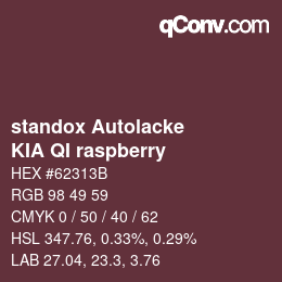 颜色代码: standox Autolacke - KIA QI raspberry | qconv.com