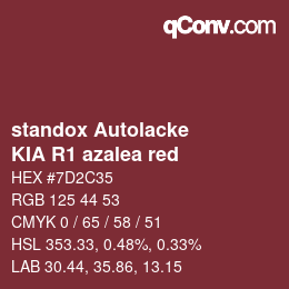 Código de color: standox Autolacke - KIA R1 azalea red | qconv.com