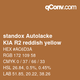 Color code: standox Autolacke - KIA R2 reddish yellow | qconv.com