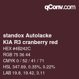 Código de color: standox Autolacke - KIA R3 cranberry red | qconv.com