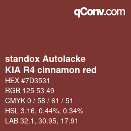 カラーコード: standox Autolacke - KIA R4 cinnamon red | qconv.com