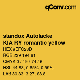 Farbcode: standox Autolacke - KIA RY romantic yellow | qconv.com