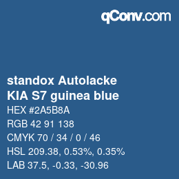 Color code: standox Autolacke - KIA S7 guinea blue | qconv.com