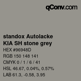 Color code: standox Autolacke - KIA SH stone grey | qconv.com