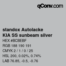 Color code: standox Autolacke - KIA SS sunbeam silver | qconv.com