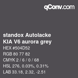 Código de color: standox Autolacke - KIA V6 aurora grey | qconv.com