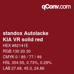 Código de color: standox Autolacke - KIA VR solid red | qconv.com