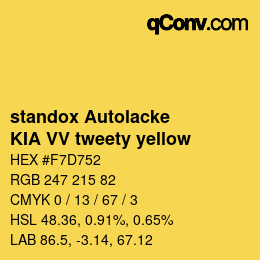 Code couleur: standox Autolacke - KIA VV tweety yellow | qconv.com