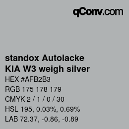 Código de color: standox Autolacke - KIA W3 weigh silver | qconv.com