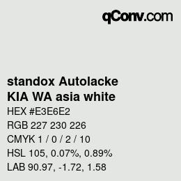 Código de color: standox Autolacke - KIA WA asia white | qconv.com