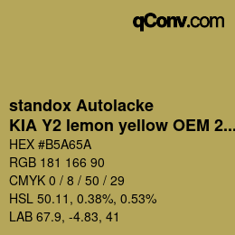 Code couleur: standox Autolacke - KIA Y2 lemon yellow OEM 2006 | qconv.com