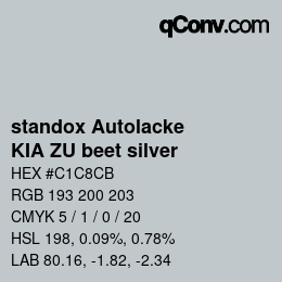 Color code: standox Autolacke - KIA ZU beet silver | qconv.com