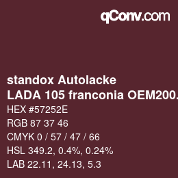 Código de color: standox Autolacke - LADA 105 franconia OEM2005 | qconv.com