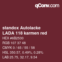 Code couleur: standox Autolacke - LADA 118 karmen red | qconv.com