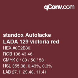 Code couleur: standox Autolacke - LADA 129 victoria red | qconv.com