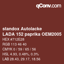 Color code: standox Autolacke - LADA 152 paprika OEM2005 | qconv.com