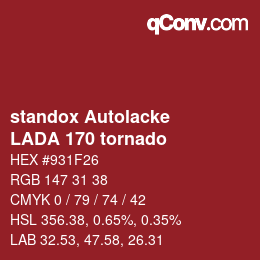 Farbcode: standox Autolacke - LADA 170 tornado | qconv.com