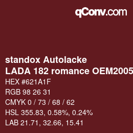 Color code: standox Autolacke - LADA 182 romance OEM2005 | qconv.com