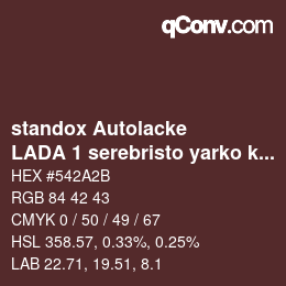Farbcode: standox Autolacke - LADA 1 serebristo yarko krasny OEM 2006 | qconv.com