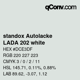Color code: standox Autolacke - LADA 202 white | qconv.com