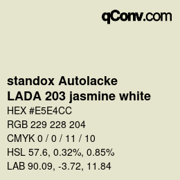 Color code: standox Autolacke - LADA 203 jasmine white | qconv.com