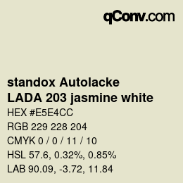 Color code: standox Autolacke - LADA 203 jasmine white | qconv.com