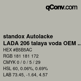 Color code: standox Autolacke - LADA 206 talaya voda OEM 2006 | qconv.com
