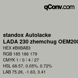 Color code: standox Autolacke - LADA 230 zhemchug OEM2005 | qconv.com