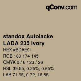Code couleur: standox Autolacke - LADA 235 ivory | qconv.com