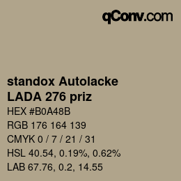 Farbcode: standox Autolacke - LADA 276 priz | qconv.com