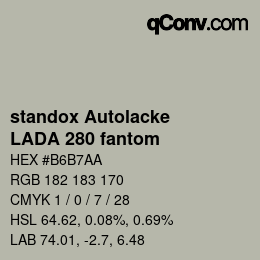颜色代码: standox Autolacke - LADA 280 fantom | qconv.com