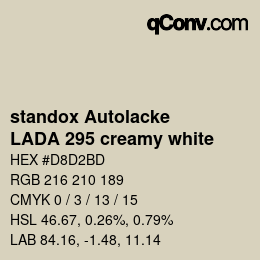 Farbcode: standox Autolacke - LADA 295 creamy white | qconv.com